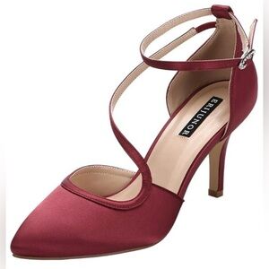 🆕 Erijunor Burgundy Satin Wedding Evening Party Heels Women’s size 9 New in Box